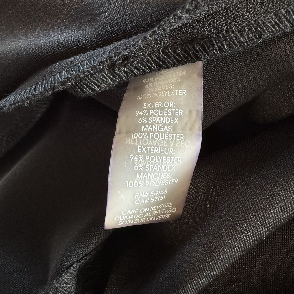 Calvin Klein Black Bow Neck Chiffon Sleeve Stretch Crepe Sheath Dress Size 12 - Picture 11 of 12